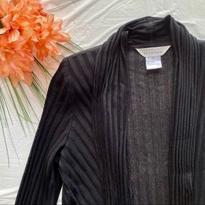 Misook waterfall black cardigan size M